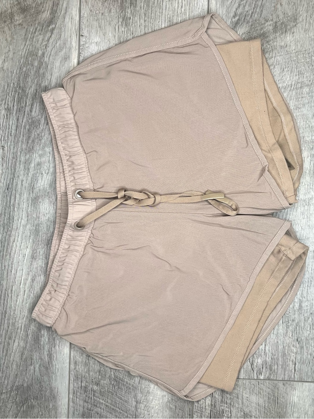 Mono B Neutral Taupe Athletic Drawstring Shorts